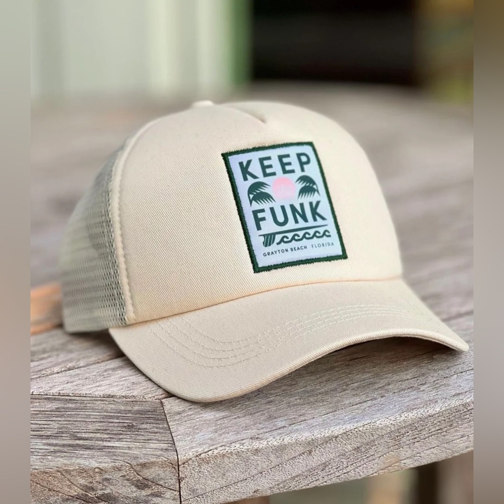 *Barely Worn* Tribe Kelley Keep The Funk Trucker Hat In Cream